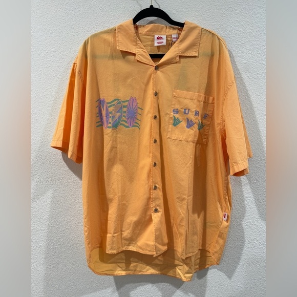 NWT QUIKSILVER X STRANGER THINGS THE MIKE SHORT SLEEVE SHIRT MOCK ORANGE Size L - Picture 3 of 16
